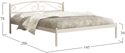 Кровать Оптима 140х200 Белая/Металлическое основание